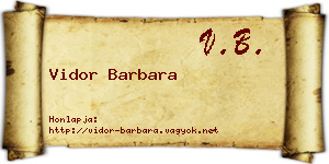Vidor Barbara névjegykártya